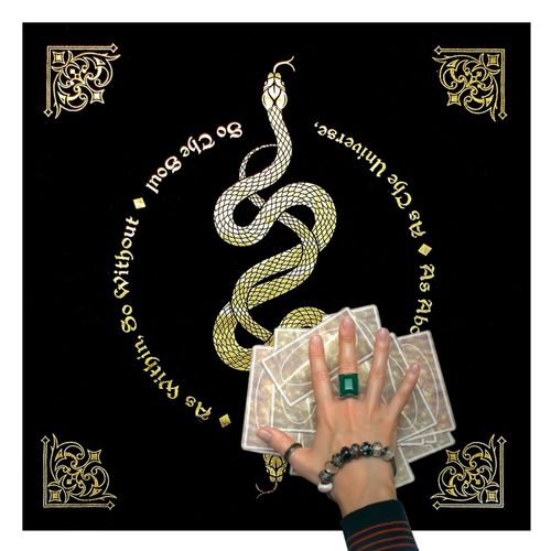 Nappe De Lecture D'astrologie Païenne, Tapis De Jeu De Cartes De Tarot, Motif Serpent Bronzant, De Haute Qualité, 49x49cm