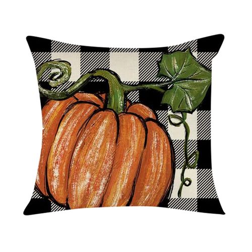 Housse De Coussin En Lin D'automne, Taie D'oreiller Avec Feuilles D'érable De Citrouille, Pour Canapé, Chambre À Coucher, Ferme, Décor De Thanksgiving, 45x45 Cm