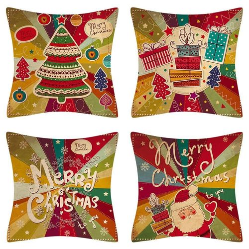 Housses De Coussin De Noël, Ensemble De 4, 18x18 Pouces, Décorations De Noël, Ferme En Lin Rustique