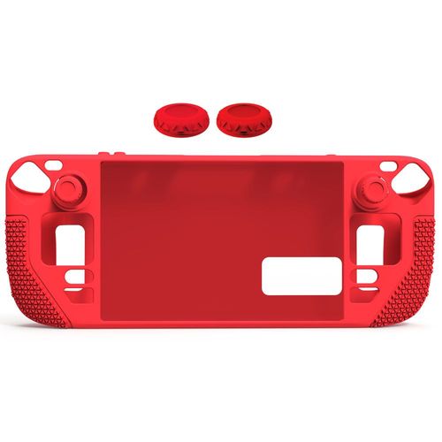 Coque Pour Steam Deck, Housse De Protection En Silicone Anti-Choc, Anti-Glisse Et Anti-Empreintes Digitales Compatible Avec La Console Valve Steam Deck (Rouge)