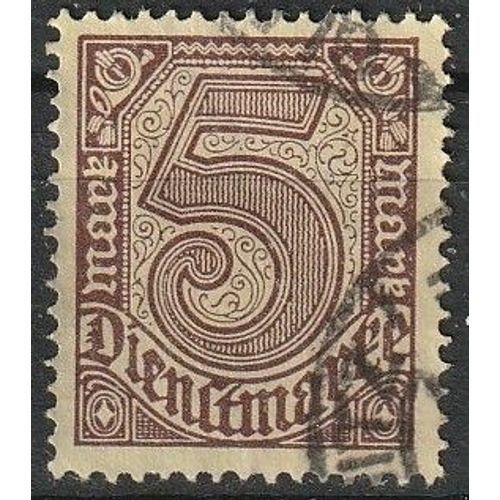 Empire Allemand, Chiffre 5 Année 1920 N° 28 Timbre De Service Oblitéré.