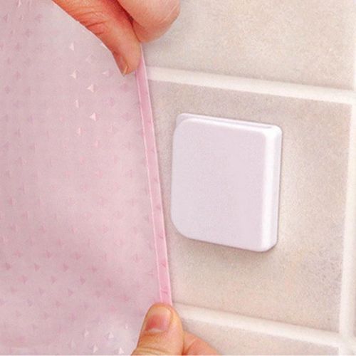 2 Pièces Clips De Fixation Pour Rideau De Douche Anti-Déversement Garde Anti-Fuite D'eau Clips De Rideau Collants Outil De Fournitures De Salle De Bain À Domicile