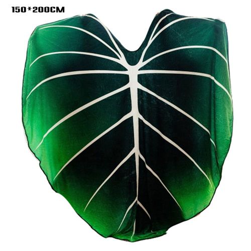 Couverture Imprimée De Feuilles Vertes, Tapis De Lit En Peluche, Super Doux, Simulation De Feuilles Philodendron Glory