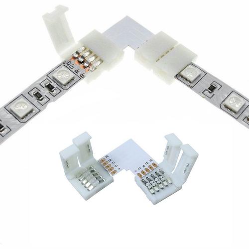 Connecteur d'angle LED 4 broches en forme de L, pour bande lumineuse LED  SMD 5050 RGB RGBW 10mm, lumière rvb avec Linker