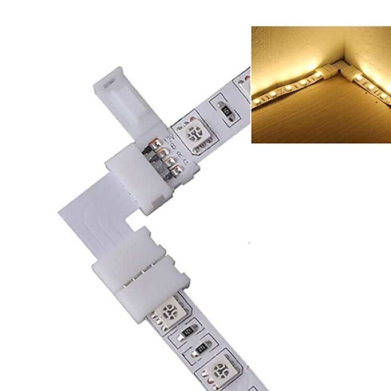 Connecteur d'angle LED 4 broches en forme de L, pour bande