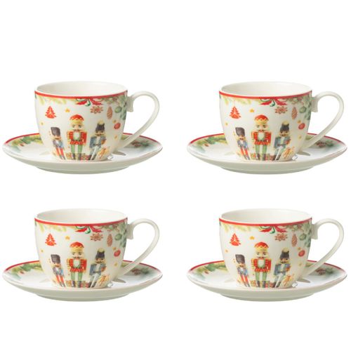 Coffret De 4 Tasses À Thé Avec Sous Tasse Casse Noisette