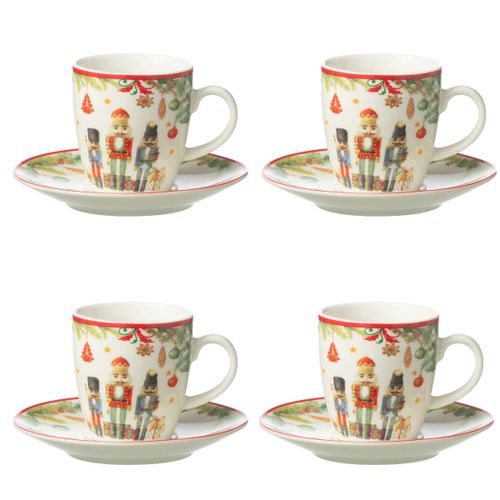 Coffret De 4 Tasses À Café Avec Sous Tasse Casse Noisette