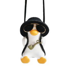 Décoration De Voiture à Suspendre En Forme De Canard Volant Avec Lunettes De Soleil Et Collier, Décoration De Rétroviseur Intérieur De Voiture Mignonne Et Accessoire à Suspendre Pour Homme, Femme