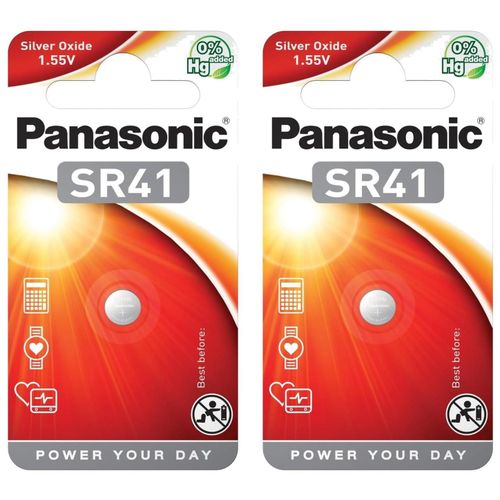 Panasonic Lot de 2 Piles bouton SR41 (SR41 EL) silver oxide 1.55 V