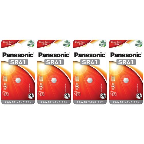 Panasonic Lot de 4 Piles bouton SR41 (SR41 EL) silver oxide 1.55 V