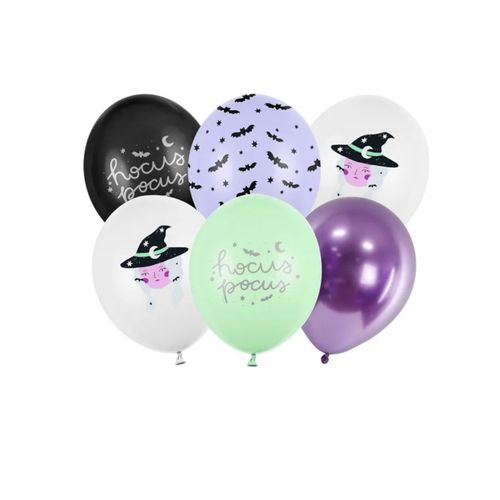 6 Ballons Latex Sorciere Halloween 30 Cm