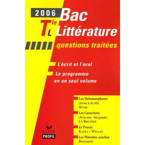 Bac Littérature Tle L - Les Métamorphoses - Les Caractères - Le Procès - Les Planches Courbes