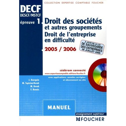 Droit Des Sociétés Et Autres Groupements - Droit De L'entreprise En Difficulté (1 Cd-Rom)