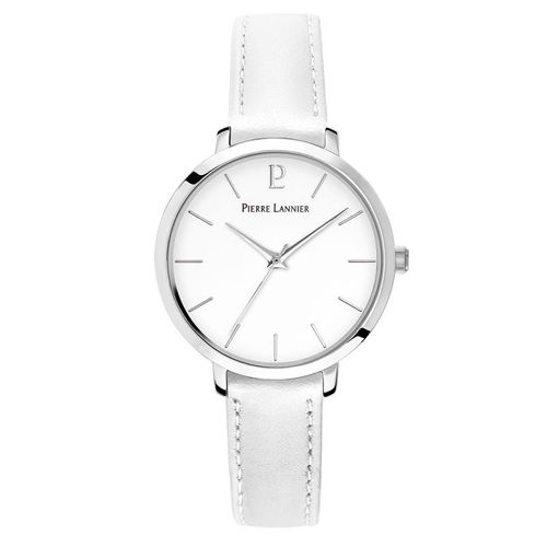 Pierre Lannier Chouquette Montre Femme Acier Cuir Blanc 034n600