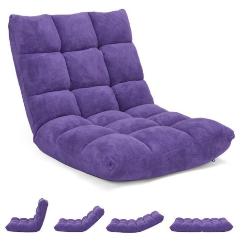 Fauteuil Relax Chaise Au Sol Réglable 14 Positions Méditation Canapé Relaxant Paresseux Violet