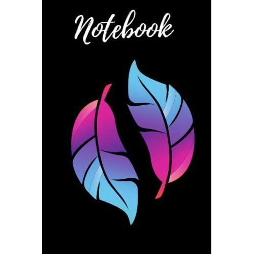 Notebook: Pink Purple Blue Feathers