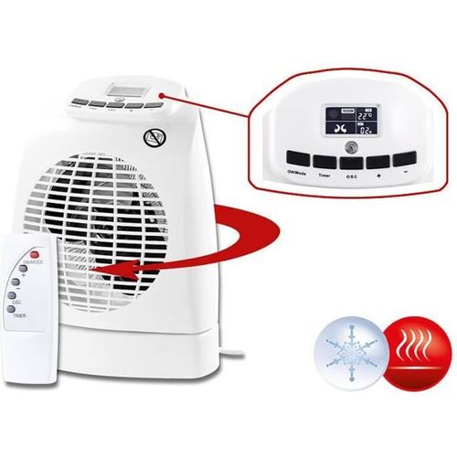 Radiateur soufflant électrique - SICHLER HAUSHALTSGERATE - 1000 / 2000 W - Chaleur douce - Blanc - Salle de bain