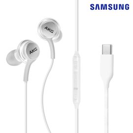 ORIGINAL - Ecouteurs AKG Casque Noir Kit Pieton Origine Samsung Prise USB-C Oreillette Main Libre Pour Apple iPhone 16 / Plus / Max / Pro Max - Blanc