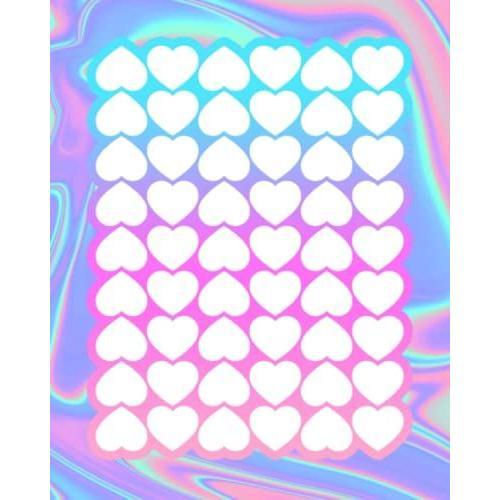 The Carrie Co. Holographic Bubblegum Hearts Notebook, 8" X 10", 120 Pages, Blank Lines, Matte Finish
