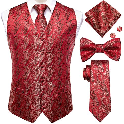 Hi-Aught-Ensemble De Boutons De Manchette Hanky Pour Homme,Gilet Brillant,Veste Pour Homme,Boutons De Manchette N?Ud Papillon,Or,Bleu,Rouge,Vert,Noir