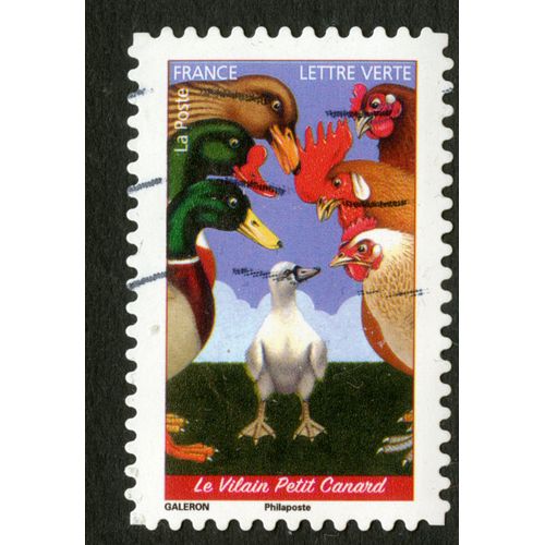 Timbre Oblitéré Le Vilain Petit Canard,La Poste,France,Lettre Verte,Galeron
