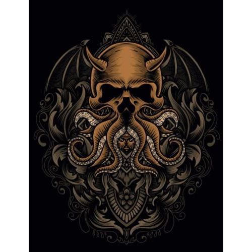 Horned Demon Death Metal Sketchbook, Big Satanic Sketch Book - 300 Pages, 8.5 X 11 Inches