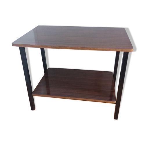 Table De Chevet Bout De Canap Style Moderniste Formica Et Mtal Laqu Noir Noir