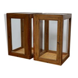 Paire De Vitrines De Magasin En Faux Chne Vers Les Annes 1920 Marron