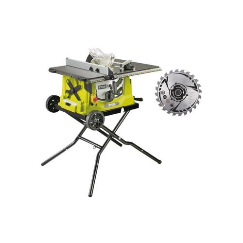 Pack RYOBI - Scie sur table électrique RTS1800EF-G - 1800W - 254mm - piètement rétractable - roues - extension - lame carbure - SB254T24A1