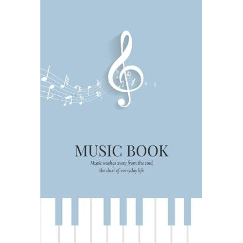 Music Notebook: Blue Pastel Cover | Treble Clef Notes Size ( 6 X 9 Inches) 100 Pages, College Ruled | Writing Journal, Home School Supplies For ... In School, University, College, Work, Office