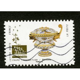 Timbre Oblitéré Les Arts De La Table,Porcelaine & Faïence En France,Coupe,Production : Nevers,Lettre Verte,France,La Poste,
