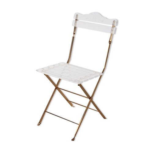 Chaise De Salle Manger En Plexiglas Et Laiton Plaqu Or Annes 1970 Dore