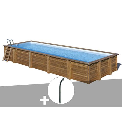 Kit piscine bois Gré Mint 10,10 x 4,18 x 1,46 m + Douche