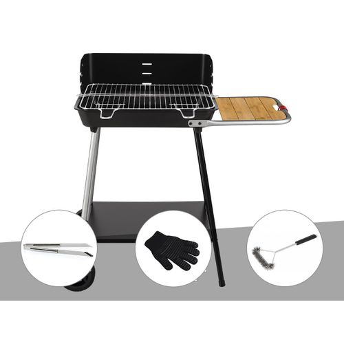 Barbecue charbon Florence Somagic + Pince en inox + Gant de protection + Brosse En T