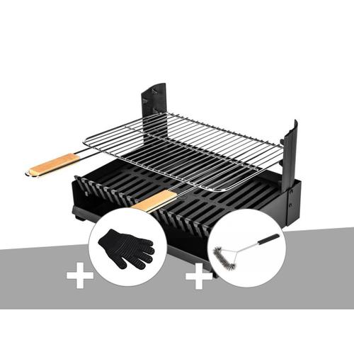 Barbecue charbon - Grilloir à poser Somagic + Gant de protection + Brosse En T