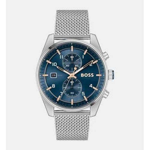 Boss - Montre Homme Skytraveller Bleu 1514149 - Argenté