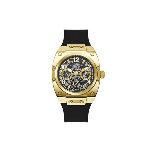 Guess Prodigy Montre Homme Multifonction Acier Doré Silicone Noir Gw0569g2