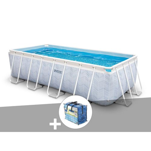 Kit piscine tubulaire Intex Chevron rectangulaire 4,00 x 2,00 x 1,00 m + Bâche à bulles