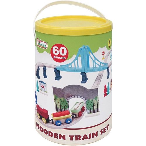 Baril Train Bois 60 Pcs