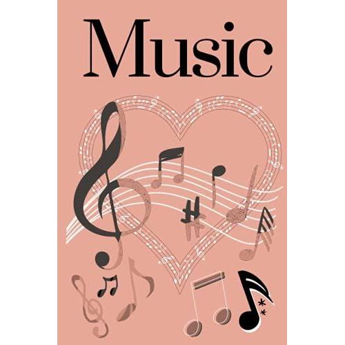 Music: Sketchpad/ Journal/ Notebook/ Diary Coral Back White ( 6x9 120 Pages Blank Pages): Sketchpad/ Notebook / Journal / Diary