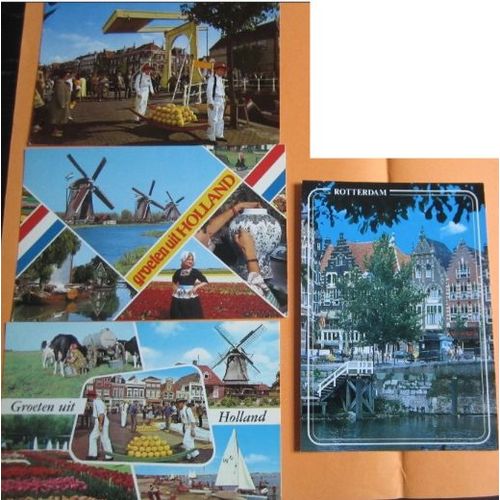 Pays Bas : 1 Pièce - 1 Planche 6 Timbres - 6 Cartes Postales (Avec Correspondance-2 Sont Affranchies - 2 Enveloppes & 31 Timbres Oblitérés (Doublons)