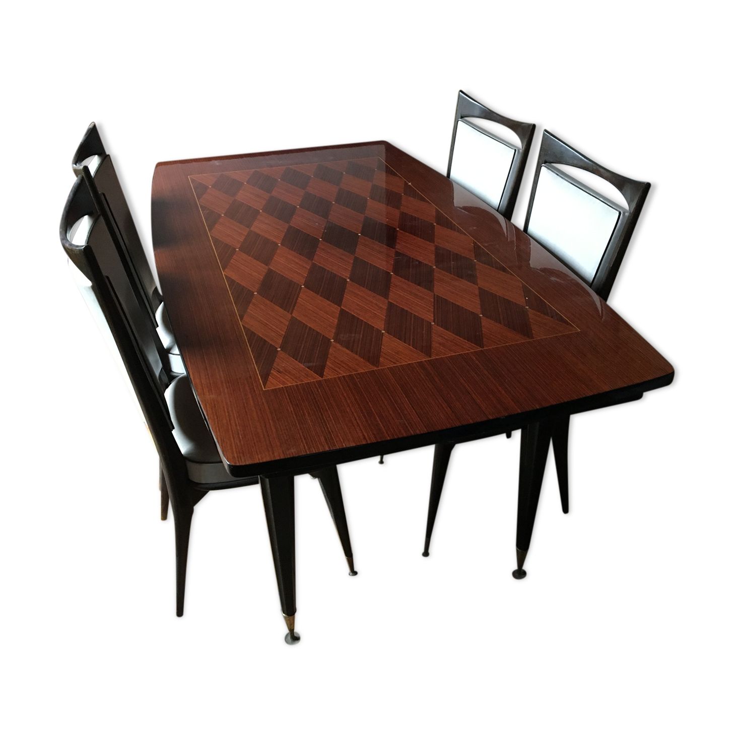 Table Laque Et 4 Chaises De La Marque Nf Meuble Bois