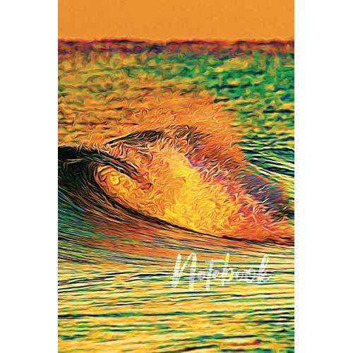 Notebook: A Colorful Graphic Waves At The Beach. Notebook. Hardcover Blank Lined Journal