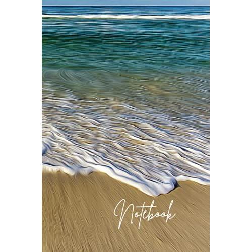 Notebook: A Illustrated Waves At The Beach Notebook Blank Lined Journal