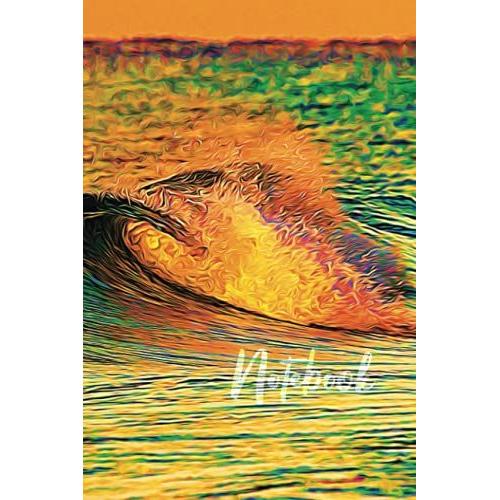 Notebook: A Colorful Graphic Waves At The Beach. Notebook. Blank Lined Journal