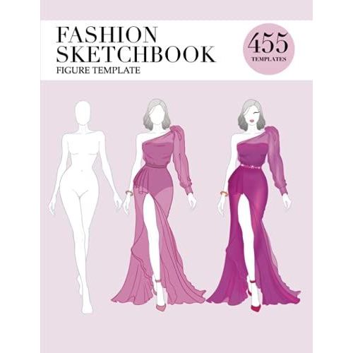 Fashion Sketchbook Figure Template: 455 Large Female Figure Template For Easily Sketching Your Fashion Design Styles With Thin Lines