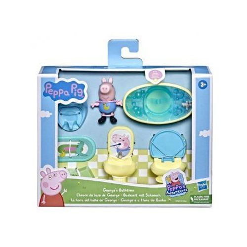 Peppa Pig Adventures - Coffret Salle De Bain De George - Figurine Personnage Et Accessoires Maison - Set Jouet Et Carte