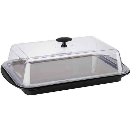 Aps Set Plateau R¿Frig¿Rant Rectangulaire 43x29x14 Cm Noir Transparent