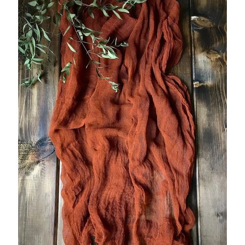 Étamine De Table Menstruelle Transparente,Décoration Rustique De Mariage Et De Noël,Vert,Blanc,Orange Brûlé,Bordeaux,Ru110,60x396cm,13 Pieds,Intersection,18 