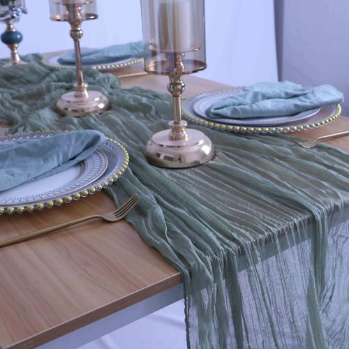 Étamine De Table Menstruelle Transparente,Décoration Rustique De Mariage Et De Noël,Vert,Blanc,Orange Brûlé,Bordeaux,Ru110,60x396cm,13 Pieds,Intersection,18 